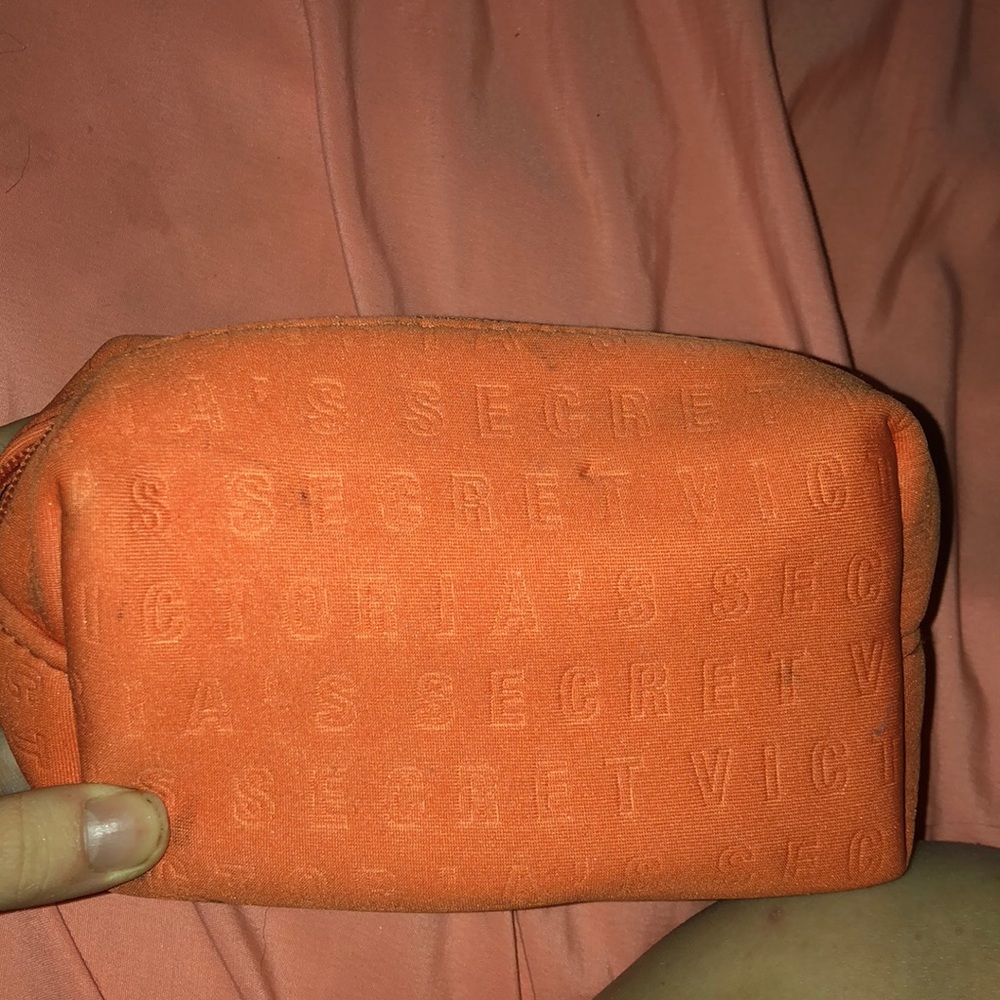 orange victoria’s secret cosmetic bag